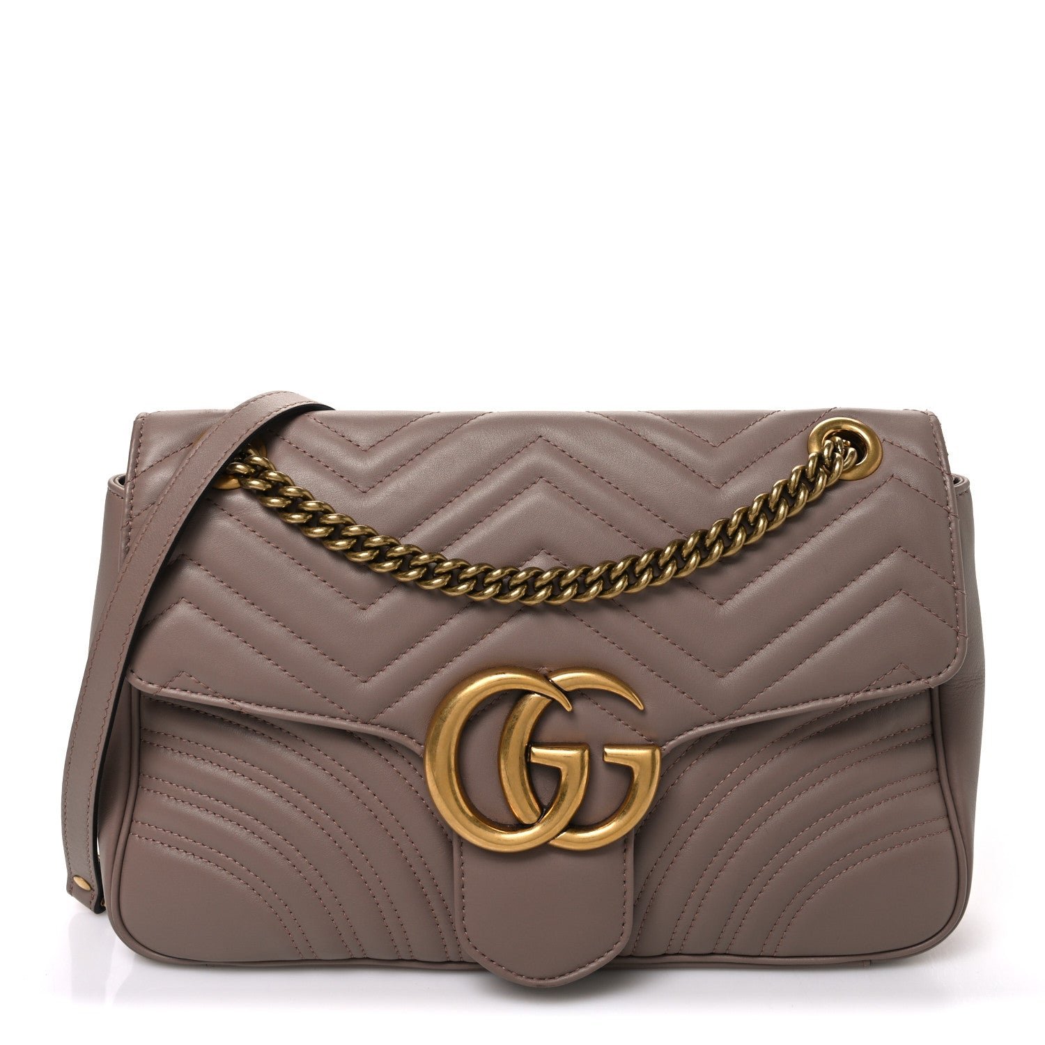 Gucci Calfskin Matelasse Medium GG Marmont Shoulder Bag Porcelain Rose