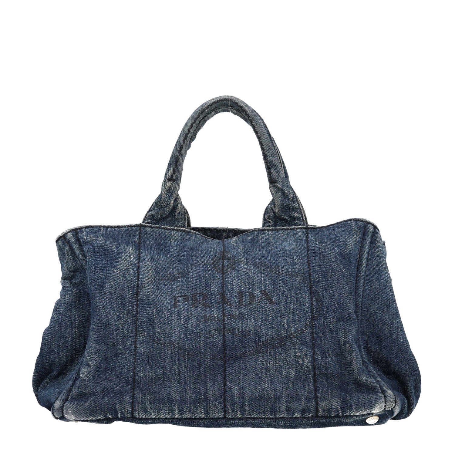 Prada Denim Logo Tote Avio