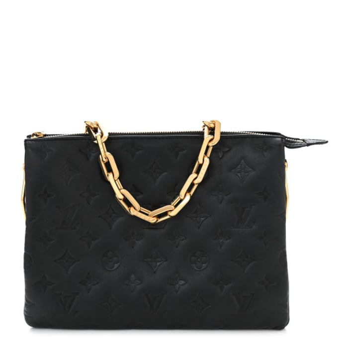 Louis Vuitton Lambskin Embossed Monogram Coussin PM Black