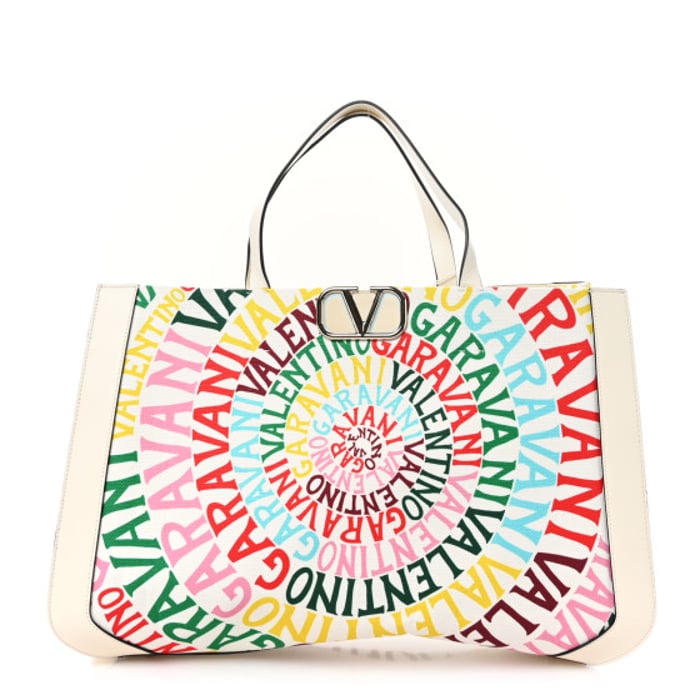 Valentino Garavani Canvas Large Escape Loop Logo Tote Multicolor