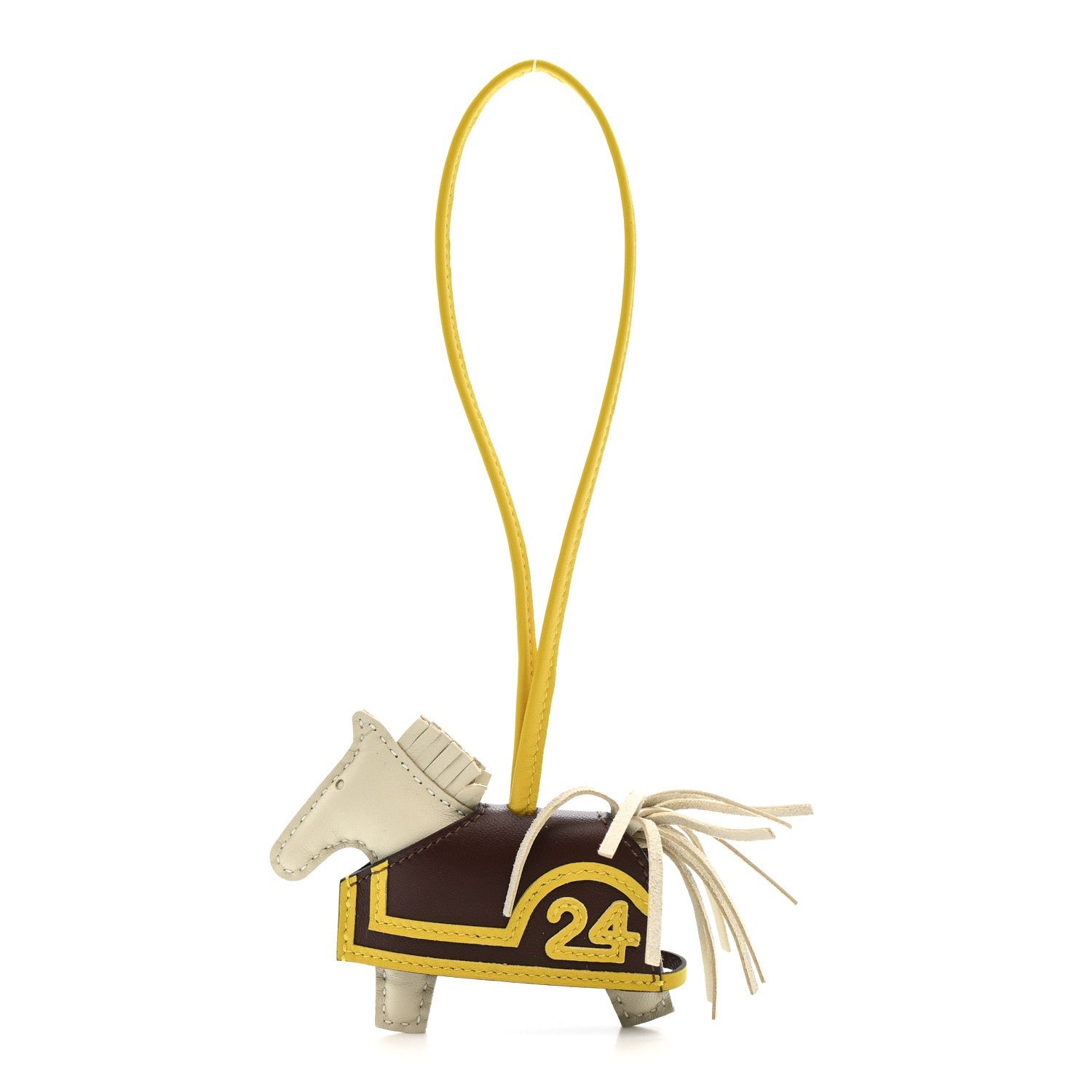 Hermes Hermes Milo Lambskin Grigri Rodeo Robeo 24 Bag Charm PM Craie Terre Jaune De Naples