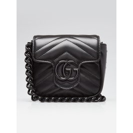 Gucci Gucci Black Quilted Leather Marmont Shoulder/Waist Bag