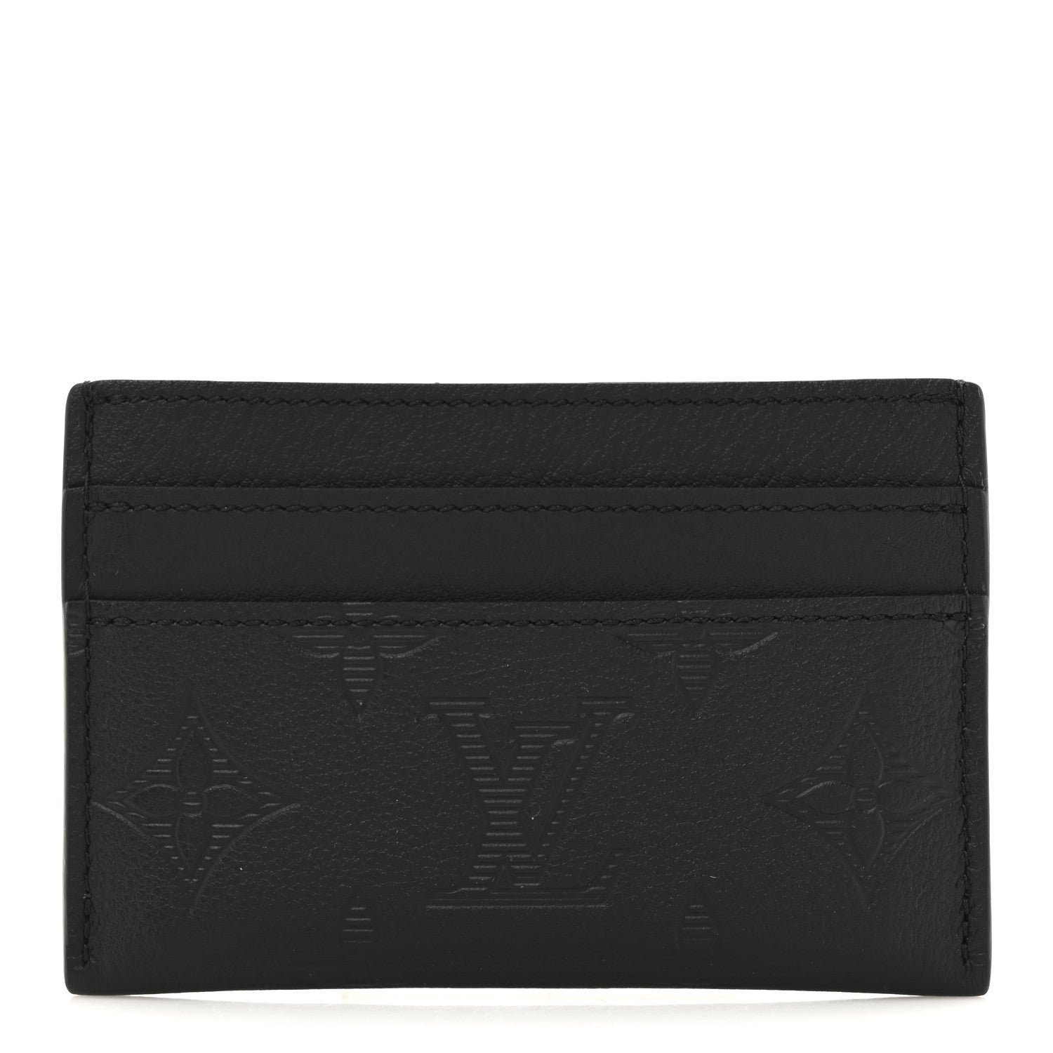 Louis Vuitton Calfskin Monogram Shadow Double Card Holder Black