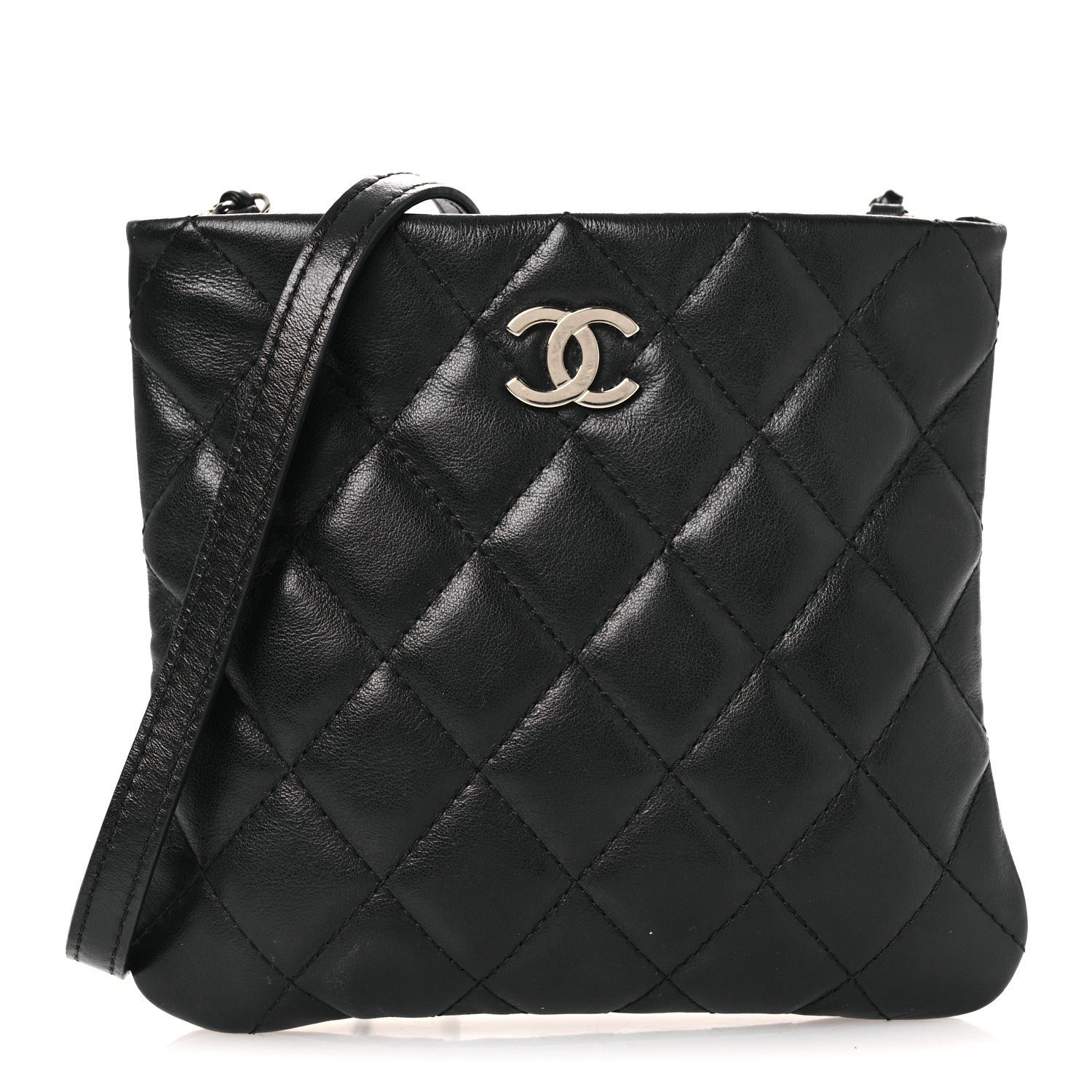 Chanel Calfskin Quilted Crossbody Bag Black
