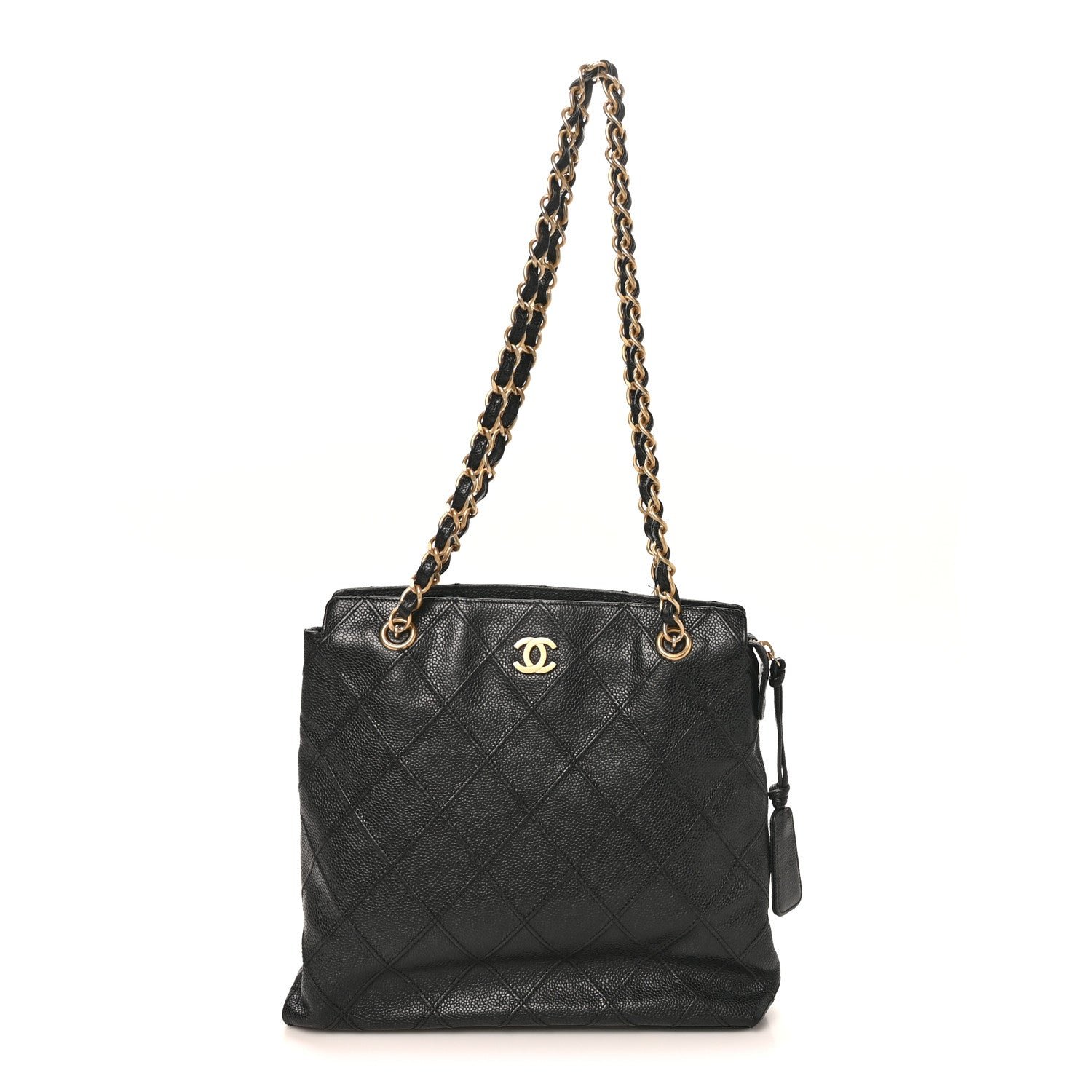Chanel Caviar Diamond Embossed Shoulder Bag  Black