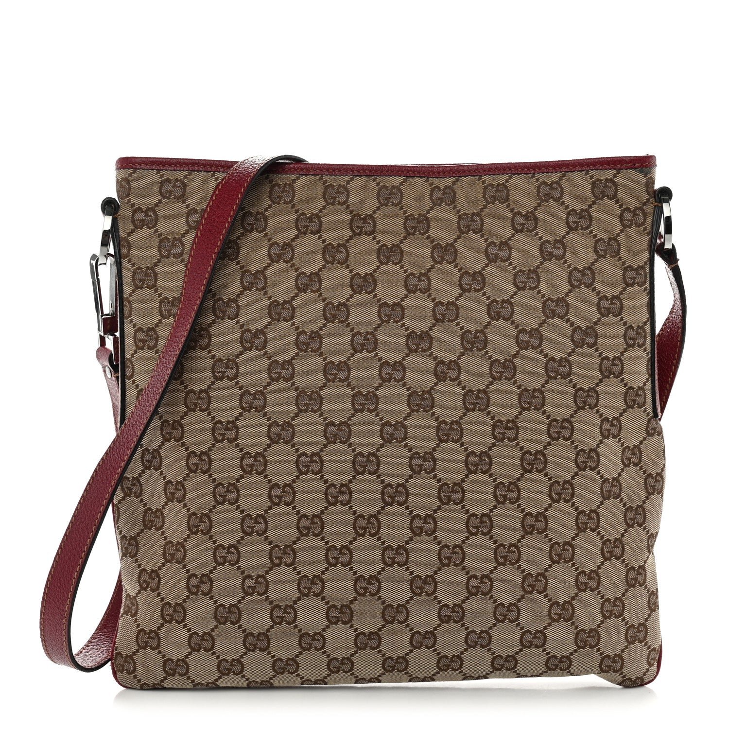Gucci GG Supreme Monogram Medium Flat Messenger Bag Red