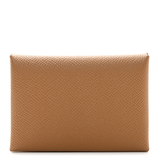 Hermes Epsom Calvi Duo Card Case Biscuit