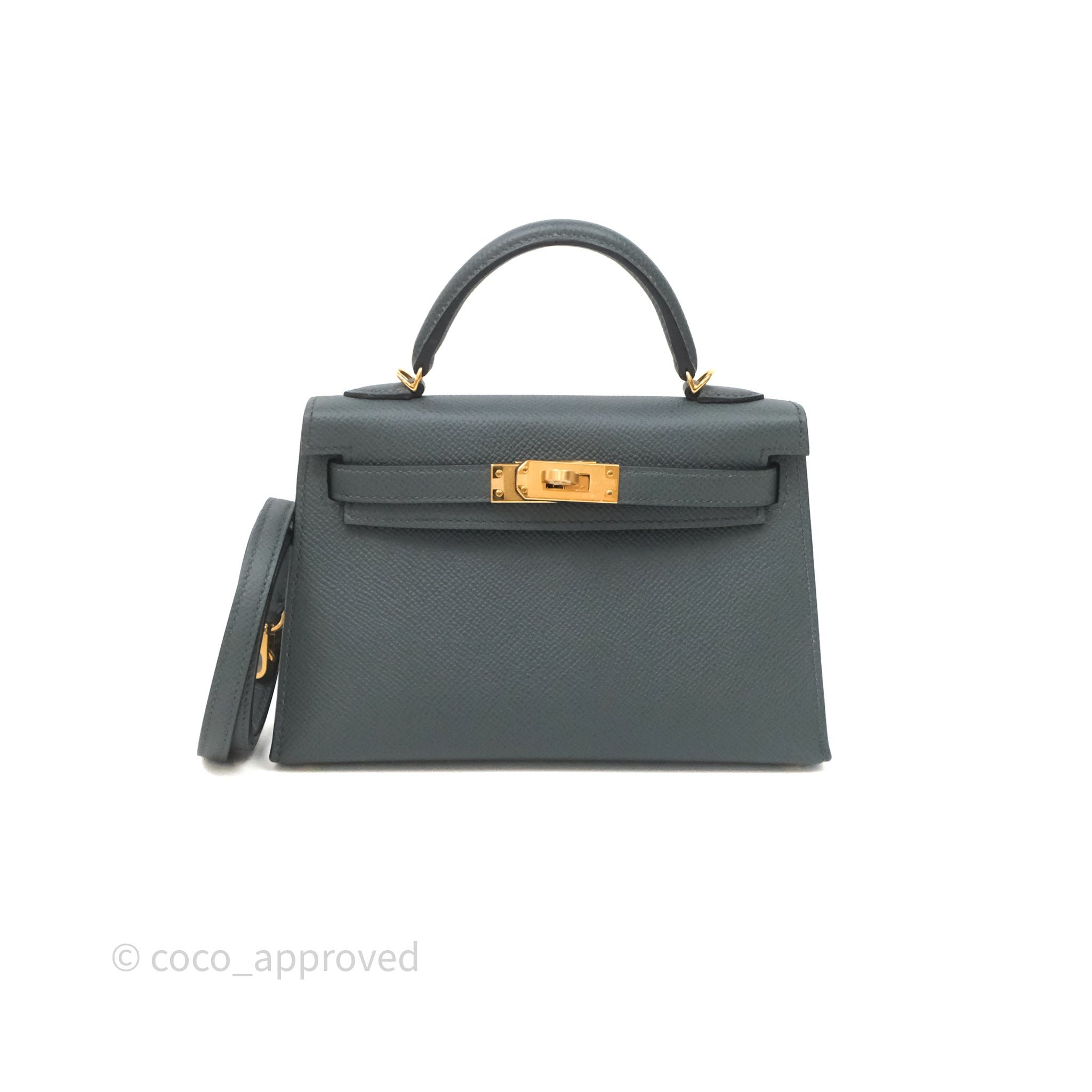 Hermès Mini Kelly Bleu Orage Y7 Epsom Gold Hardware