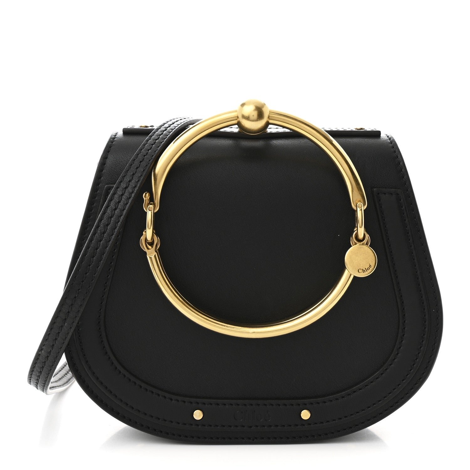Chloe Calfskin Suede Small Nile Bracelet Bag Black