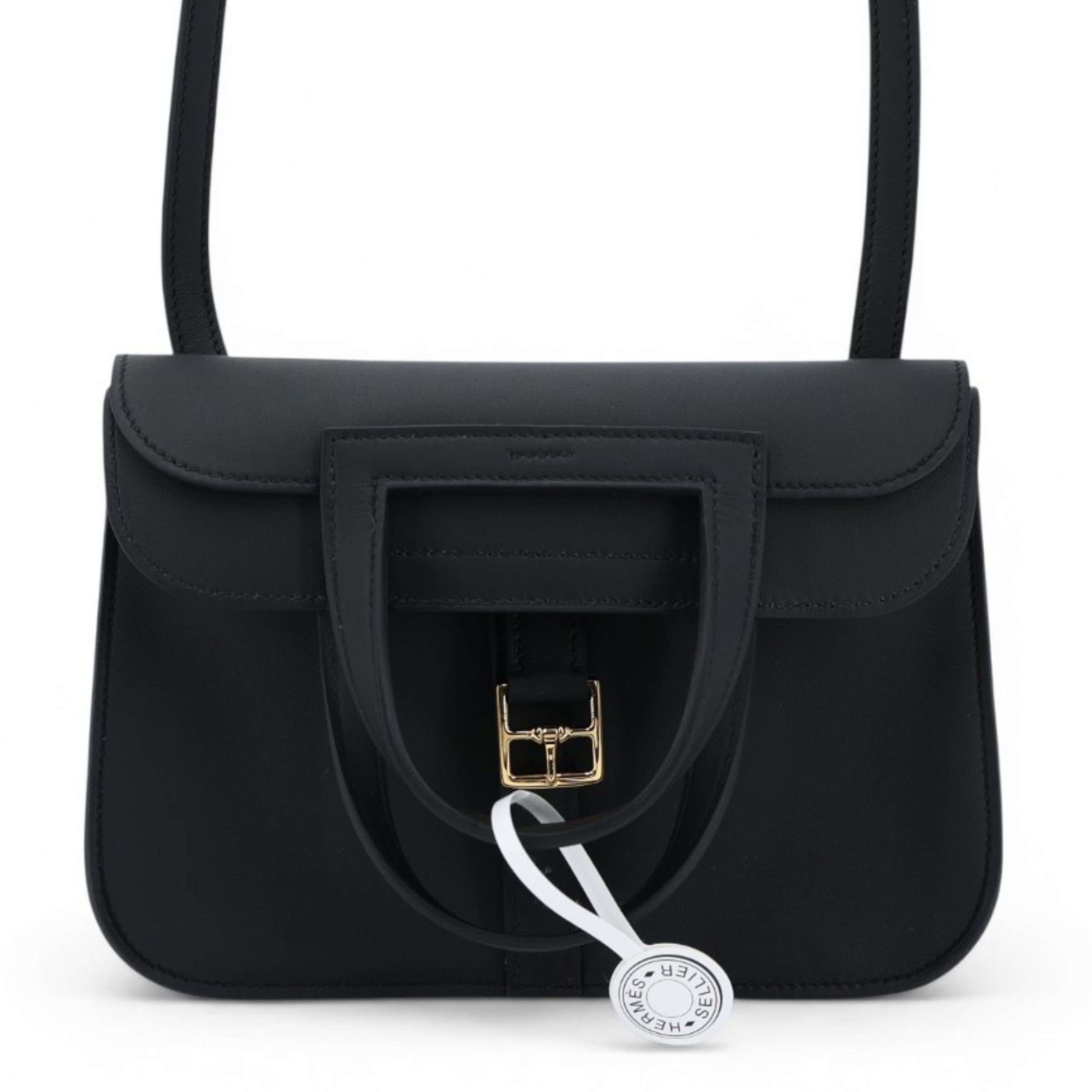 Brand New ( Rank N ) HERMÈS Halzan Mini Noir (89) Swift Gold hardware K (2025)