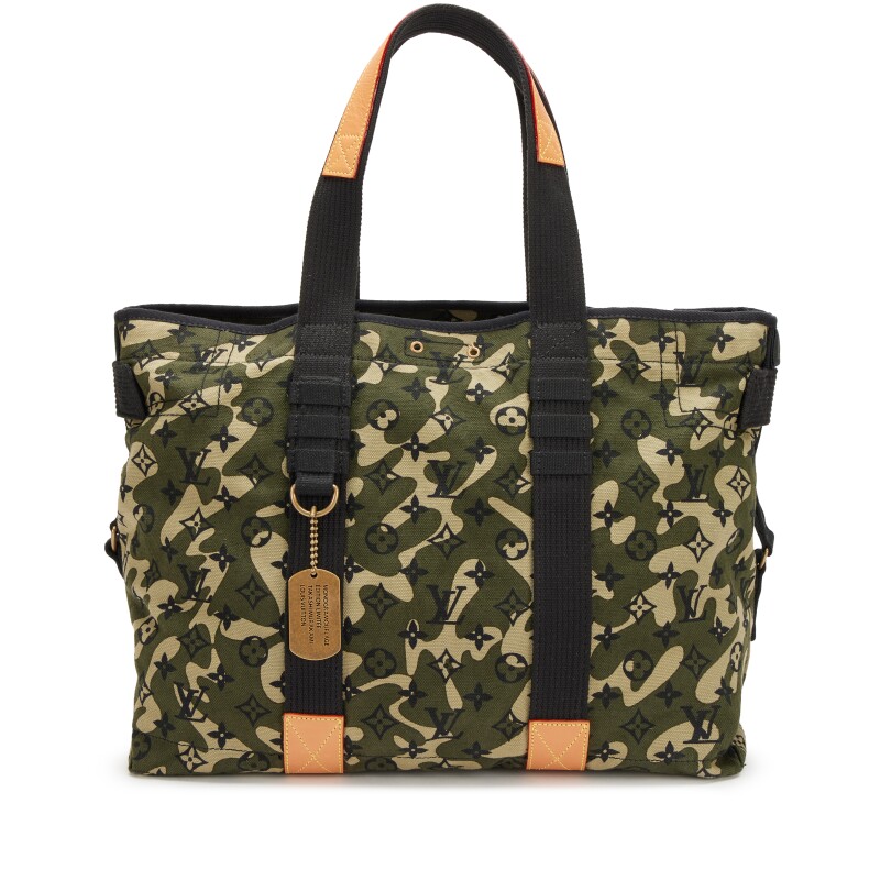 Louis Vuitton Takashi Murakami Green Monogramouflage Trellis Tote Brass Hardware, 2008