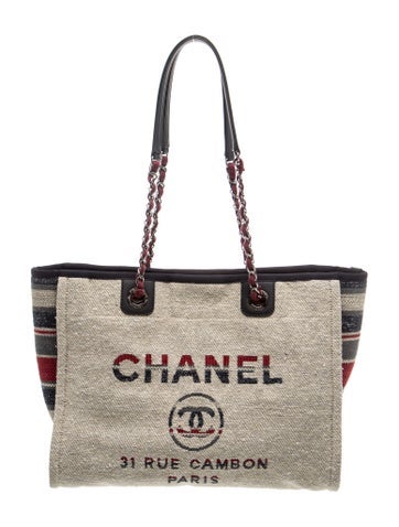 Striped Canvas Small Deauville Shopping Bag