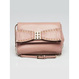 Valentino Valentino Pink Lambskin Leather Rockstud Bow Crossbody Bag