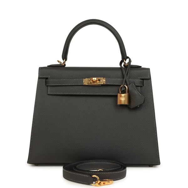 Hermes Hermes Kelly Sellier 25 Graphite Epsom Gold Hardware