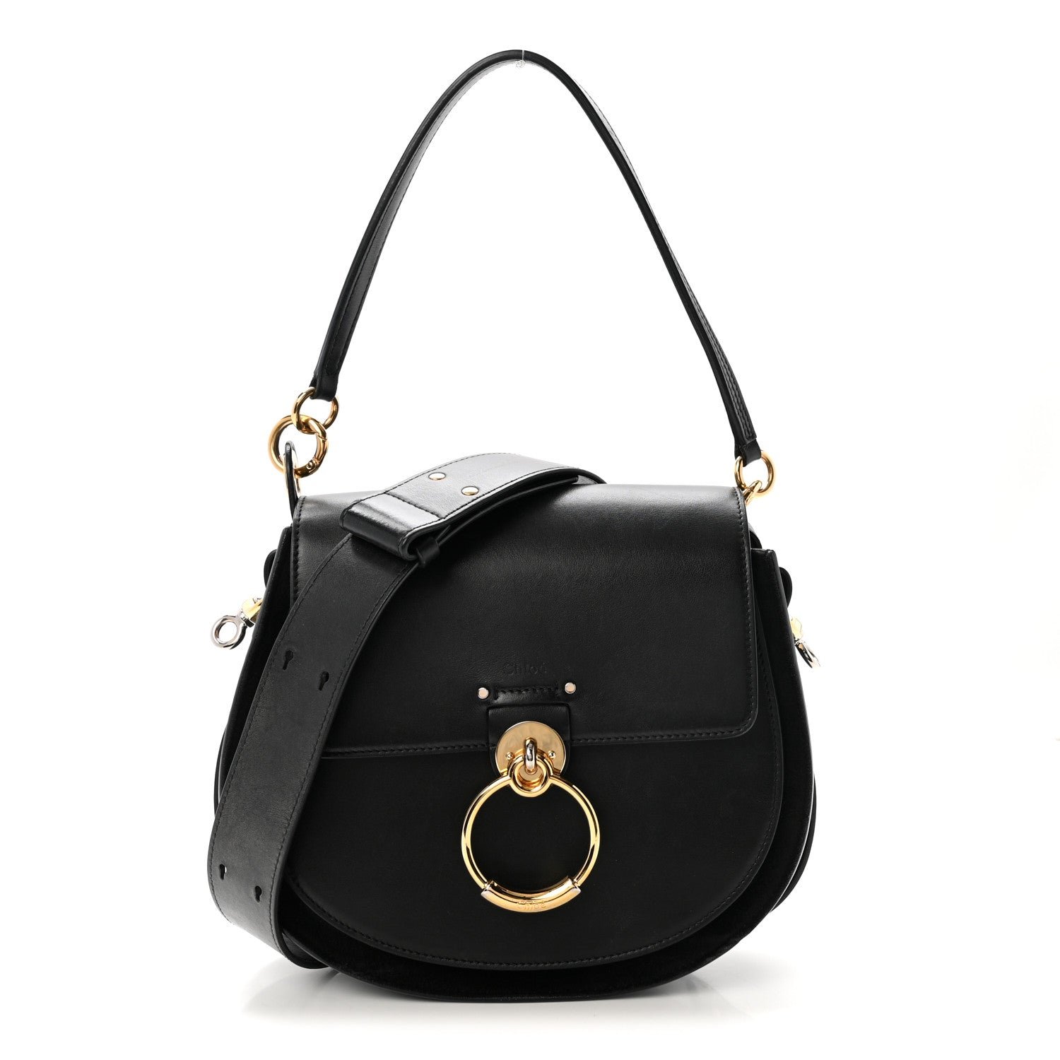 Chloe Calfskin Suede Large Tess Bag Black