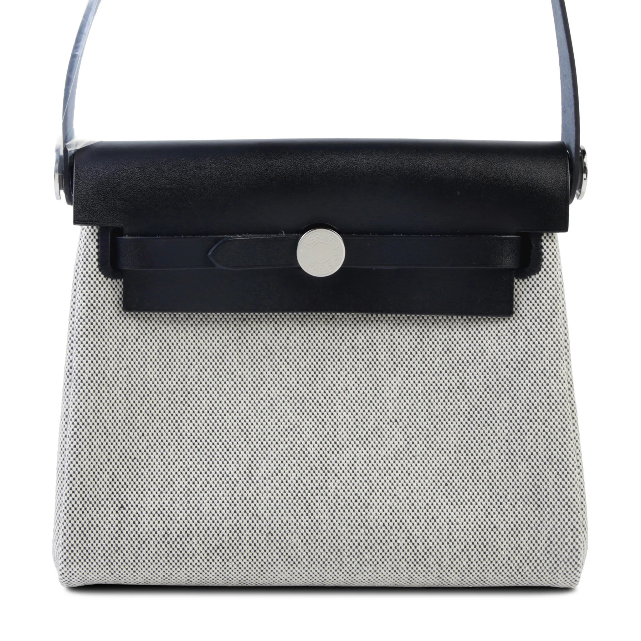 Brand New ( Rank N ) HERMÈS Herbag Zip Mini 20 Noir (89) Ecru Vache Hunter Toile H canvas Palladium hardware G (2026)
