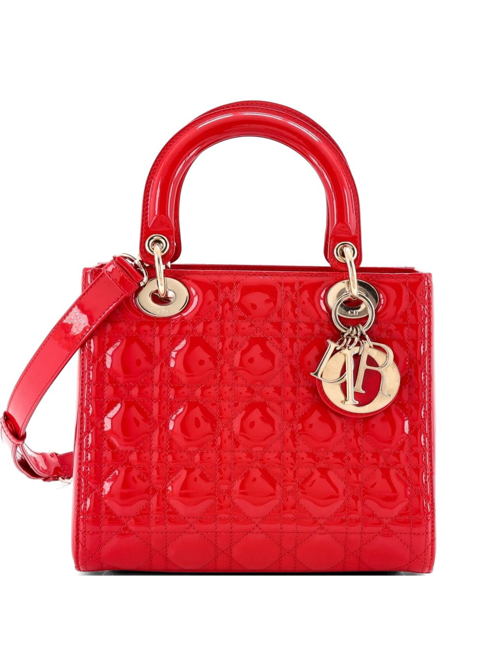 Lady Dior Bag Cannage Quilt Patent Medium satchel