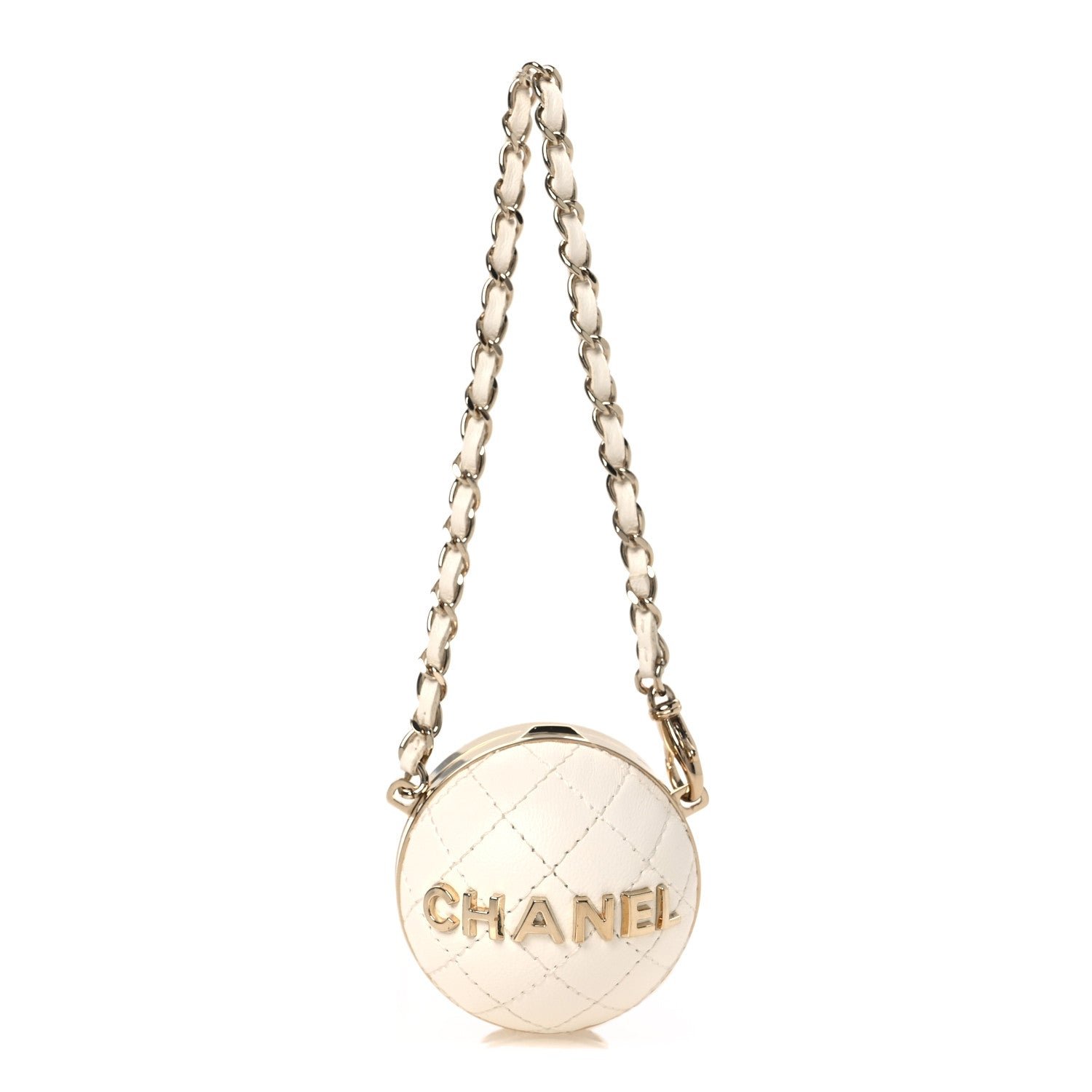 Chanel Lambskin Quilted Sphere Mini Bag Charm Beige