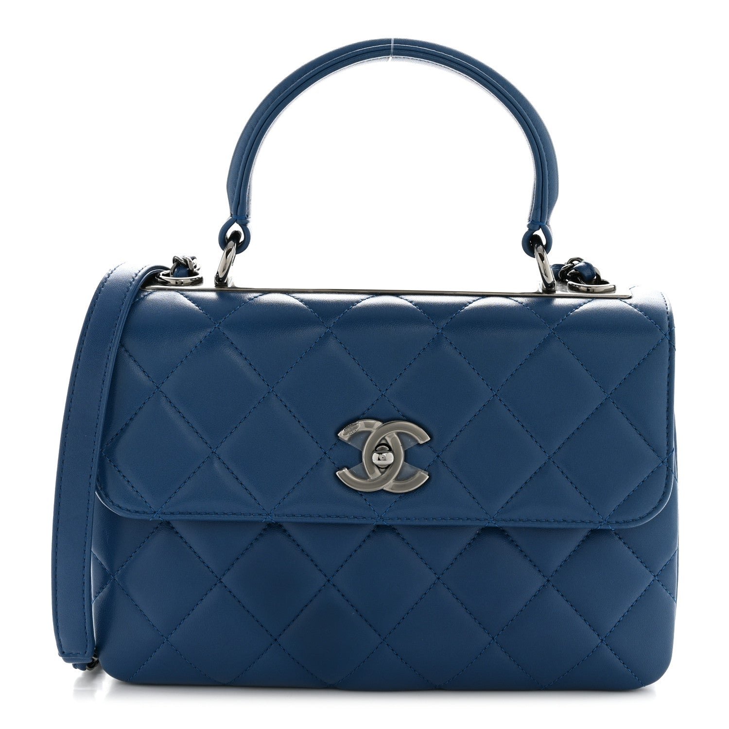 Chanel Lambskin Quilted Small Trendy CC Flap Dual Handle Bag Blue