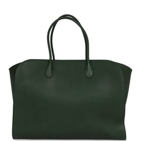 The Row The Row Marlo 17 Tote Bag Moss Saddle Leather Silver Hardware