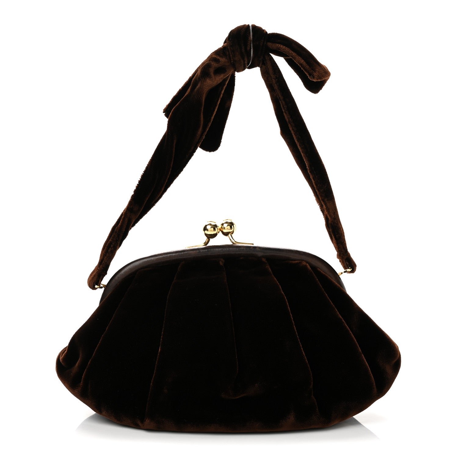 Chanel Velvet Kiss Lock Clutch Brown