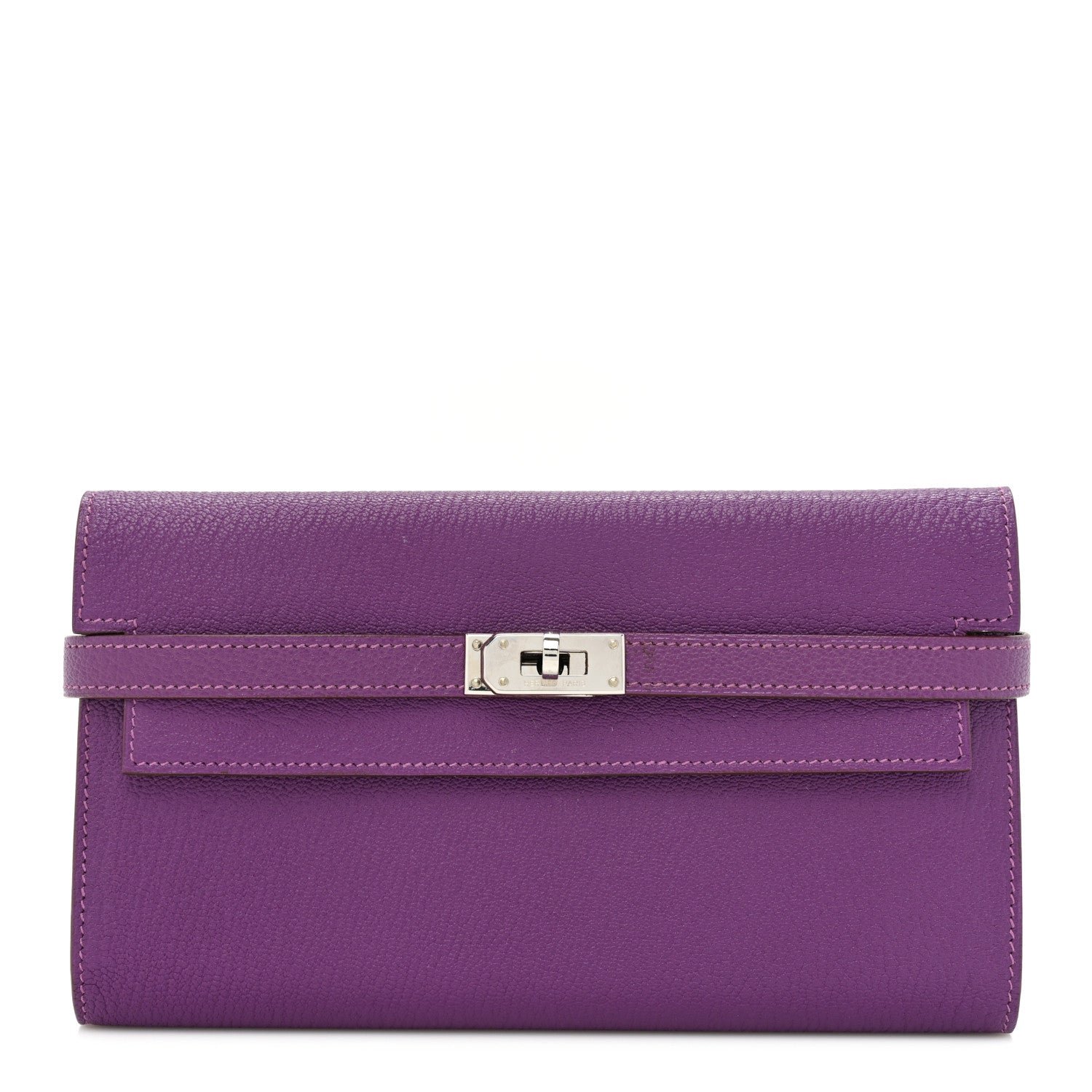 Hermes Chevre Mysore Kelly Longue Wallet Violet