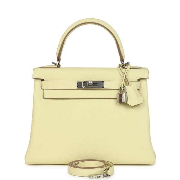 Hermes Hermes Kelly Retourne 28 Jaune Milton Clemence Palladium Hardware