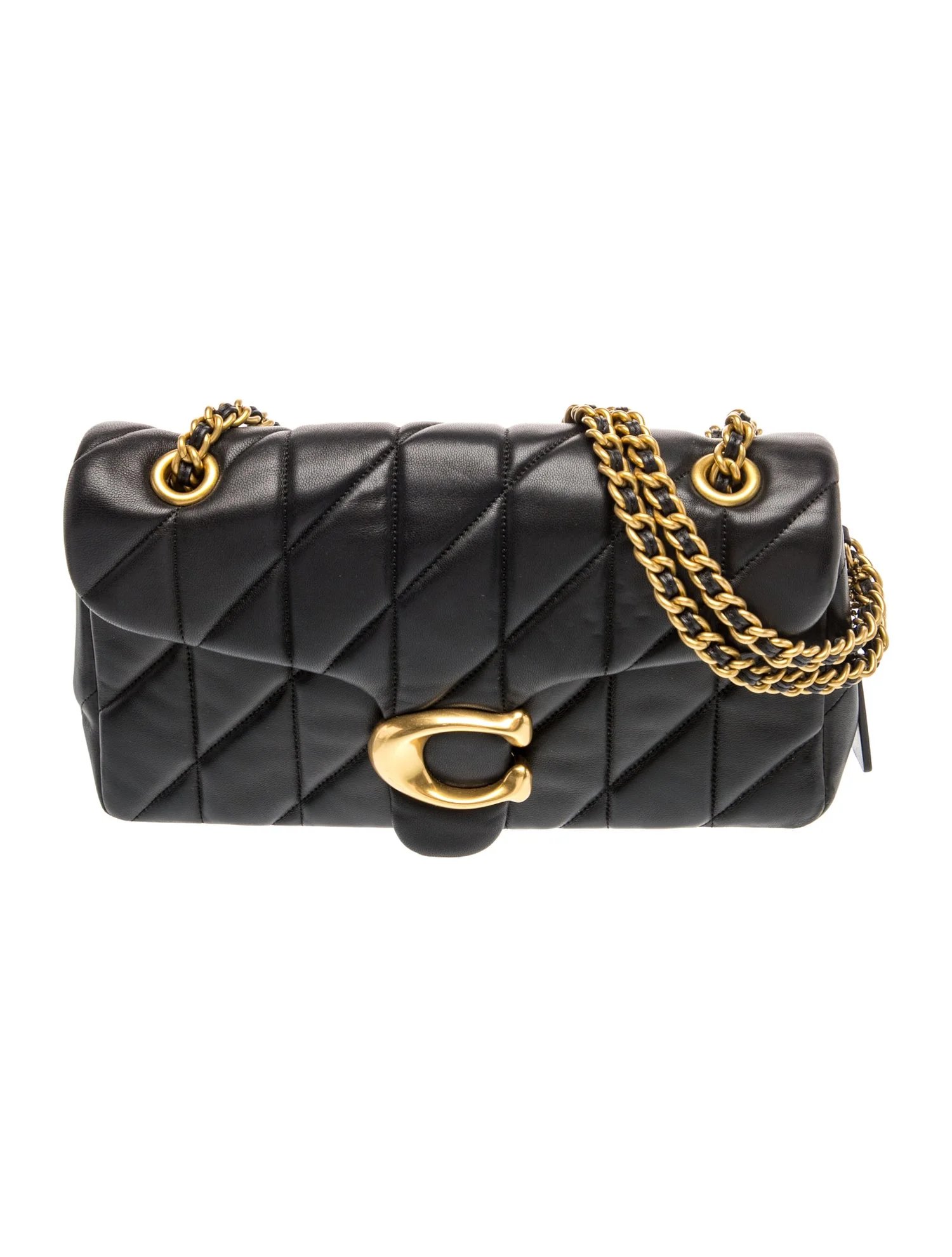 Leather Quilted Leather Studio Shoulder Bag with Chain Medium