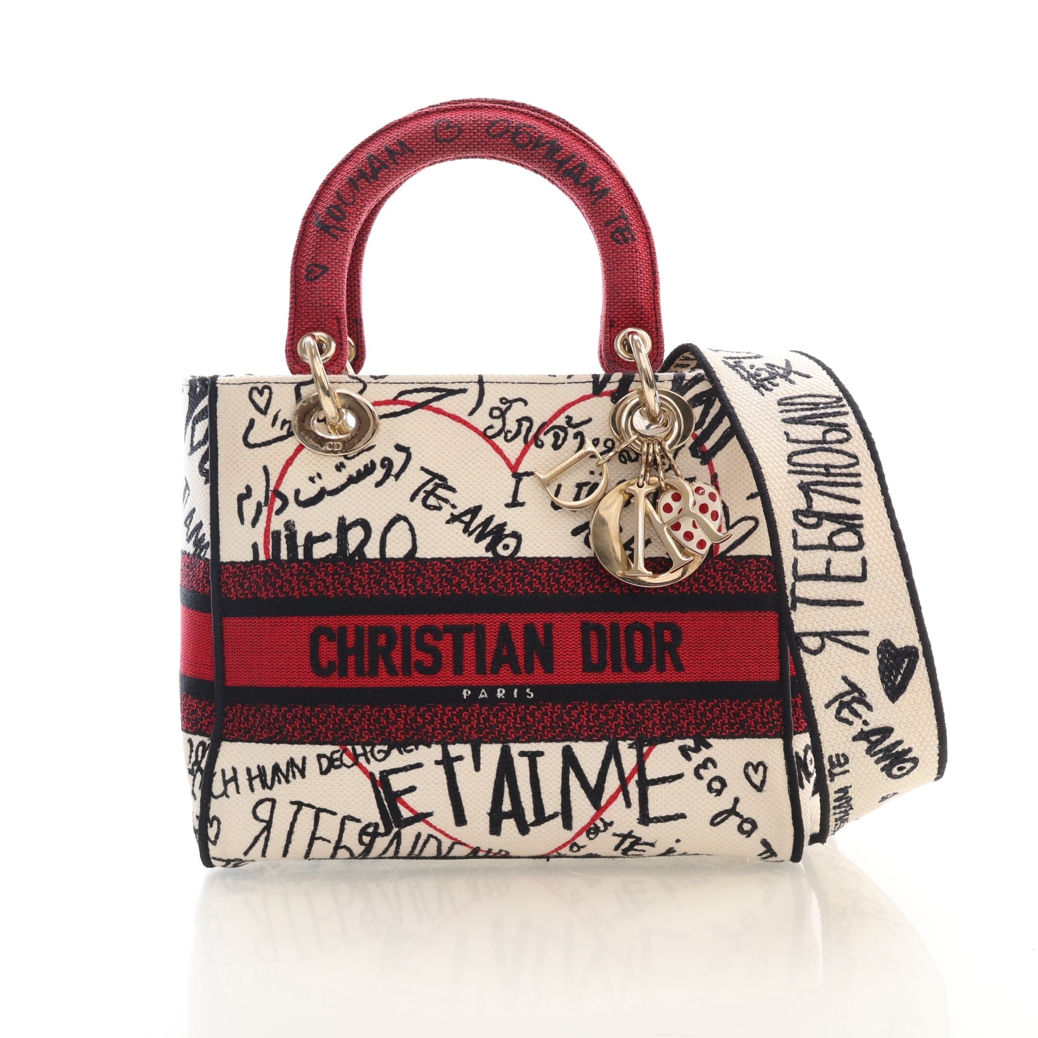 Christian Dior Medium Embroidered Canvas DiorAmour Lady D-Lite