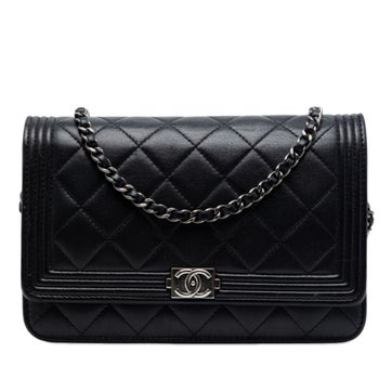 Lambskin Quilted Lambskin Boy Wallet On Chain
