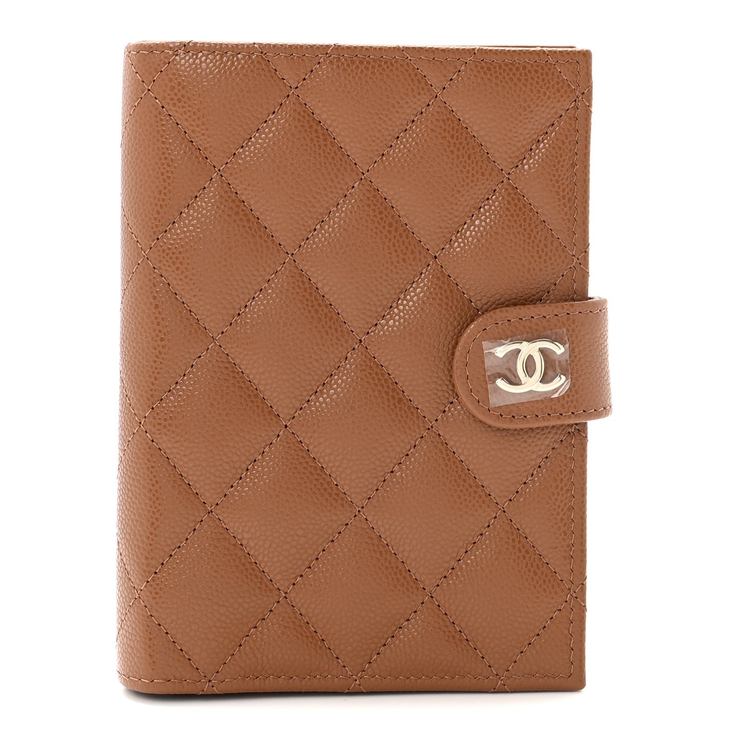 Chanel Caviar Quilted Passport Holder Camel