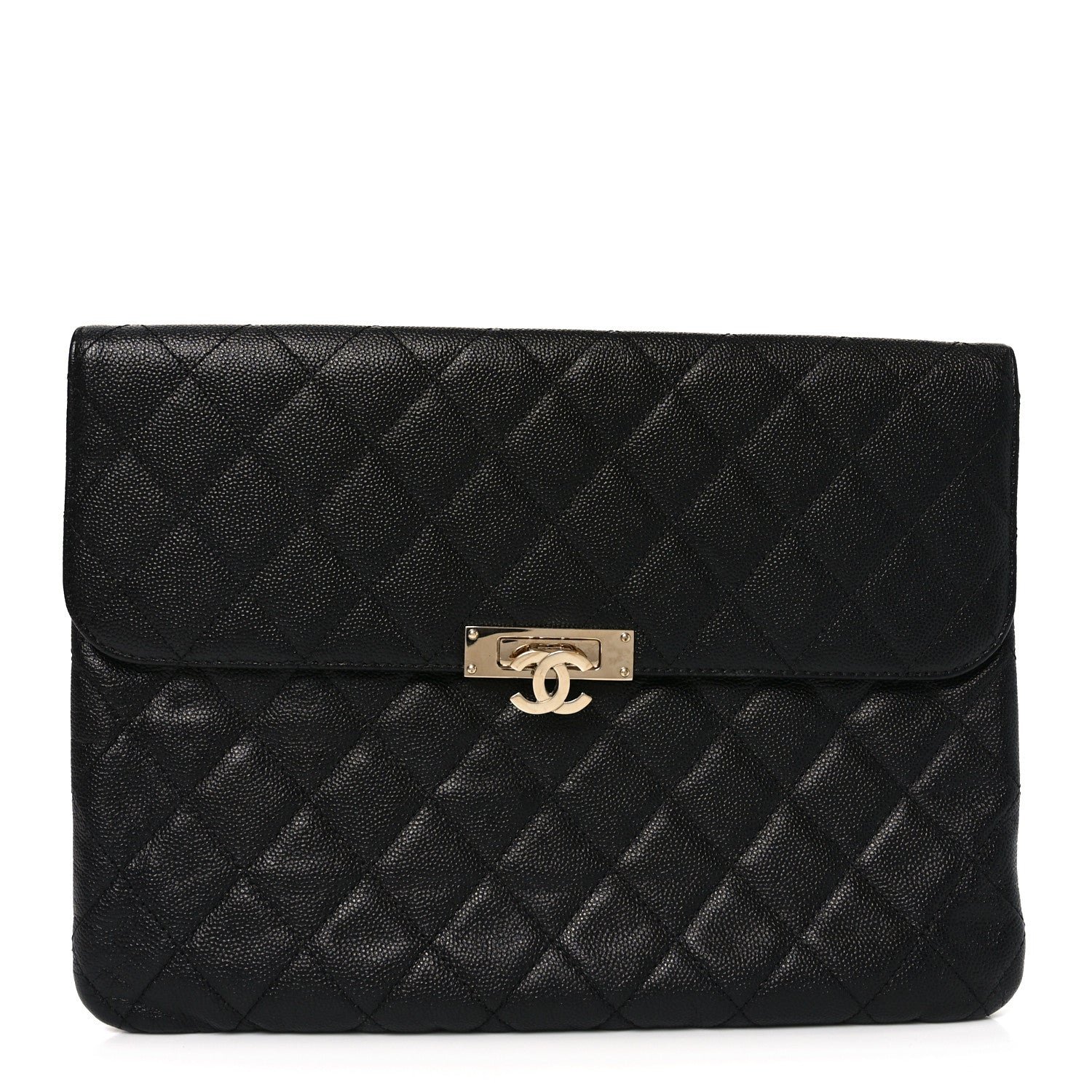 Chanel Caviar Quilted Medium Golden Class Pouch Black