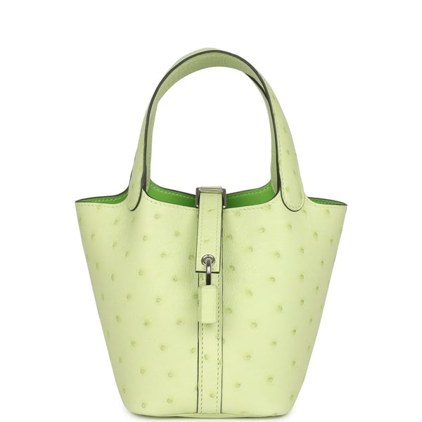 Hermes Hermes Micro Picotin Lock 14 Jaune Bourgeon Ostrich Palladium Hardware