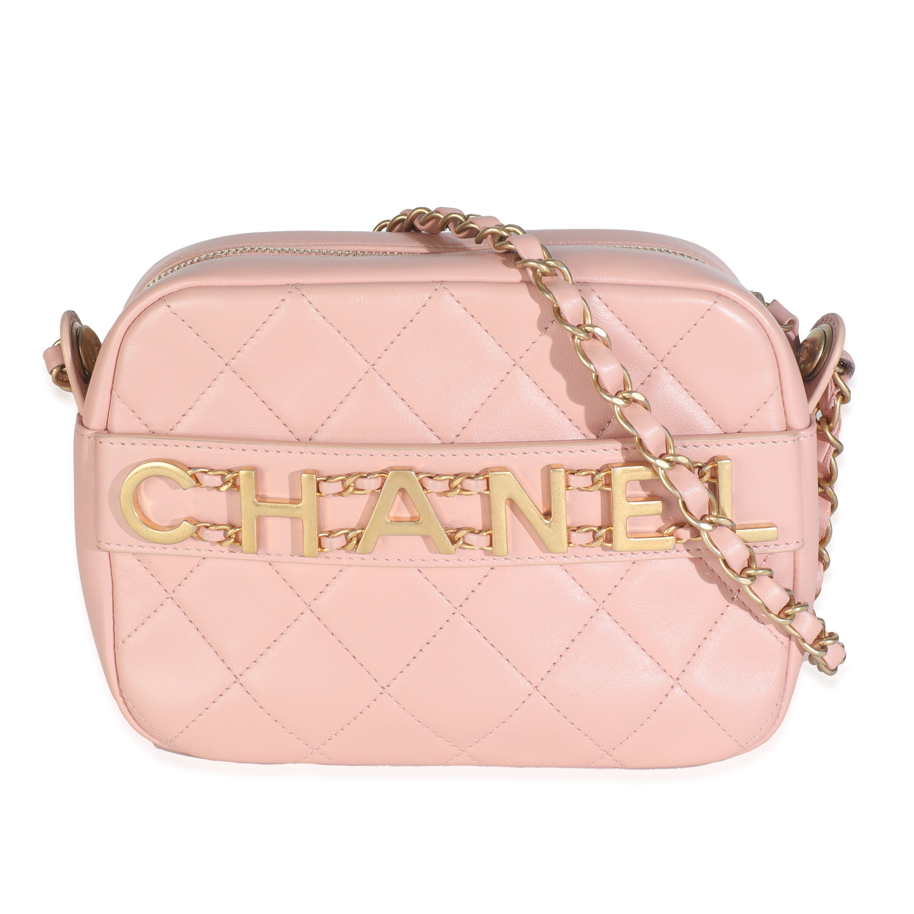 Chanel Light Pink Quilted Calfskin Small Enchained Camera Bag