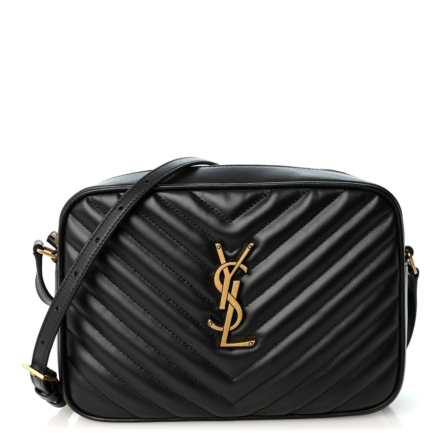 Saint Laurent Calfskin Matelasse Monogram Lou Camera Bag Black