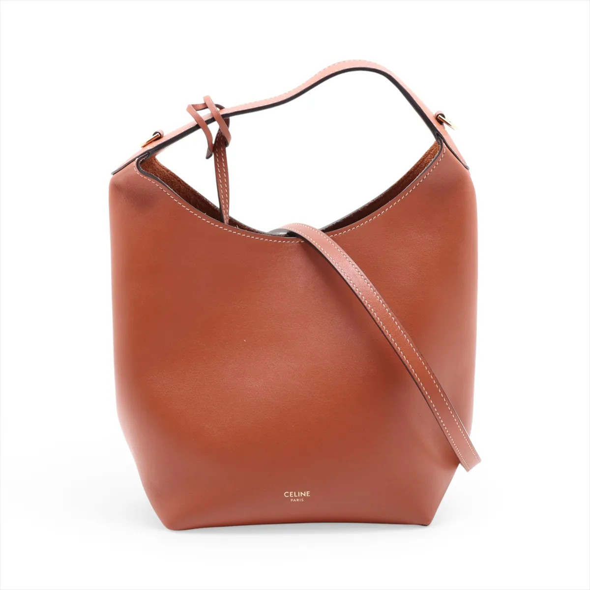 Celine Small Hobo Leather 2 Way Handbag Brown