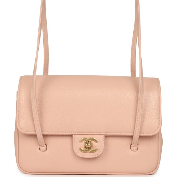 Chanel Small Preppy Coco Flap Bag Light Pink Shiny Caviar Brushed Gold Hardware