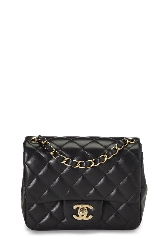 Black Quilted Lambskin Square Flap Bag Mini