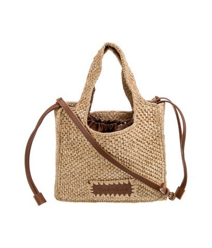 Themoire Raffia Top Handle Bag