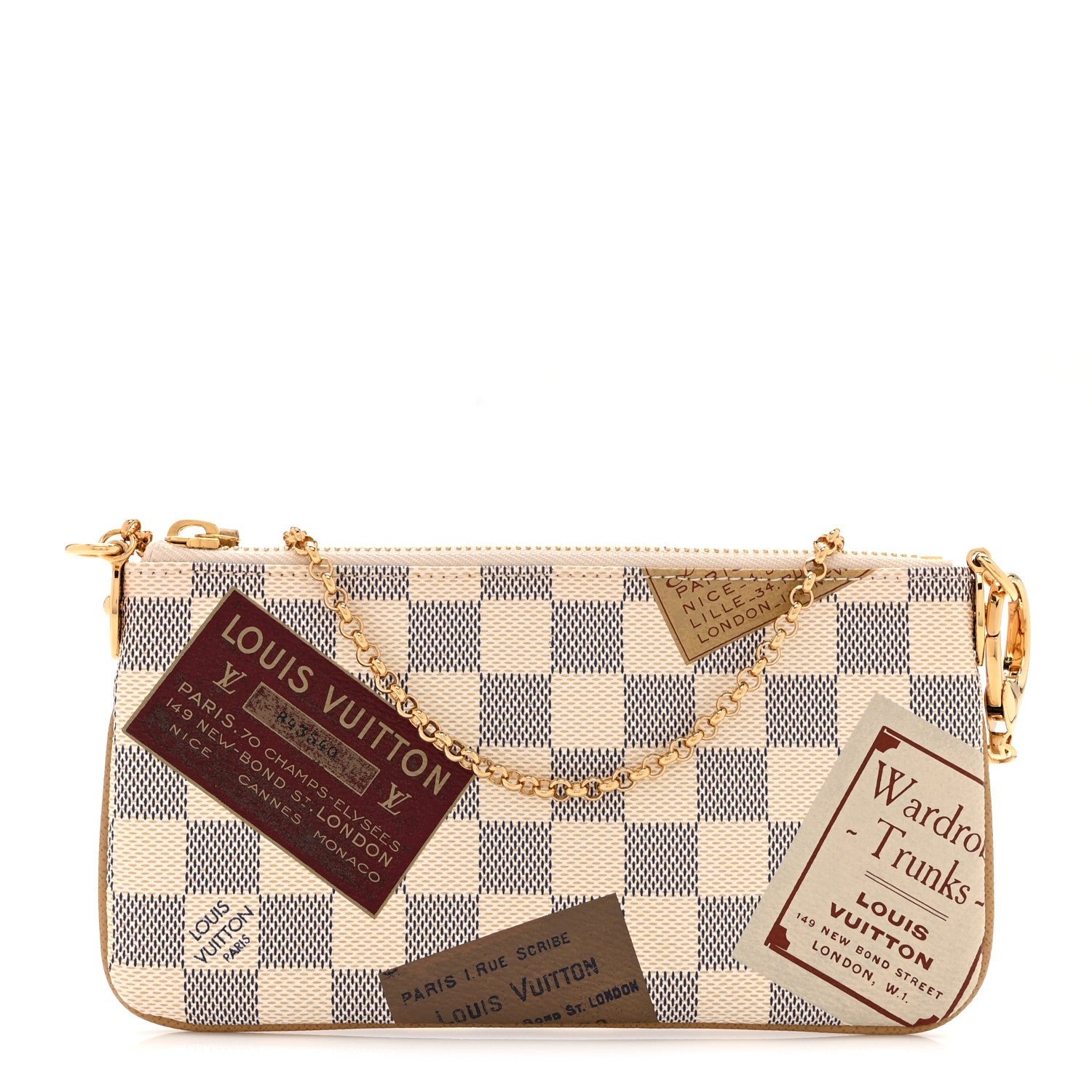 Louis Vuitton Damier Azur Trunks Labels Pochette Milla MM