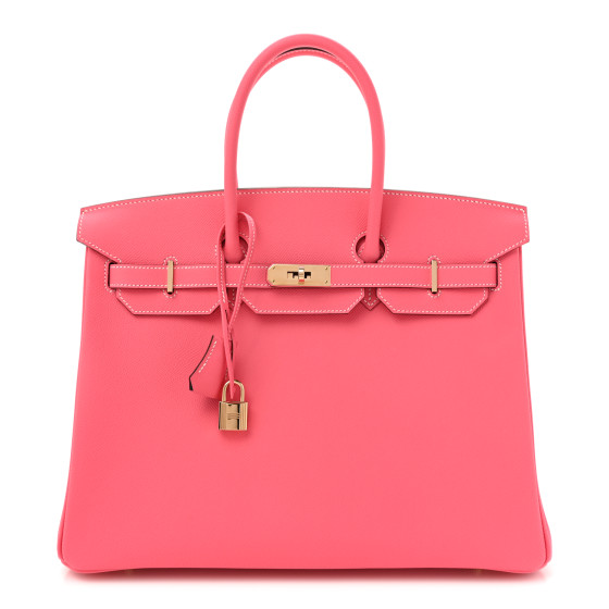 Hermes Epsom Horseshoe Birkin 35 Rose Azalee Malachite