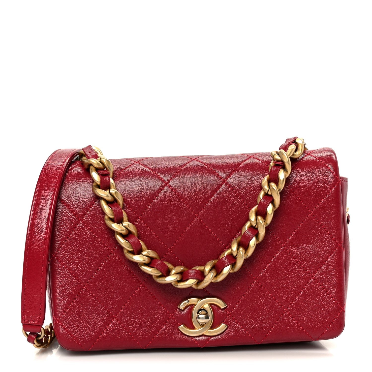 Chanel Chanel Shiny Lambskin Quilted Small Fashion Therapy Flap Bag Red