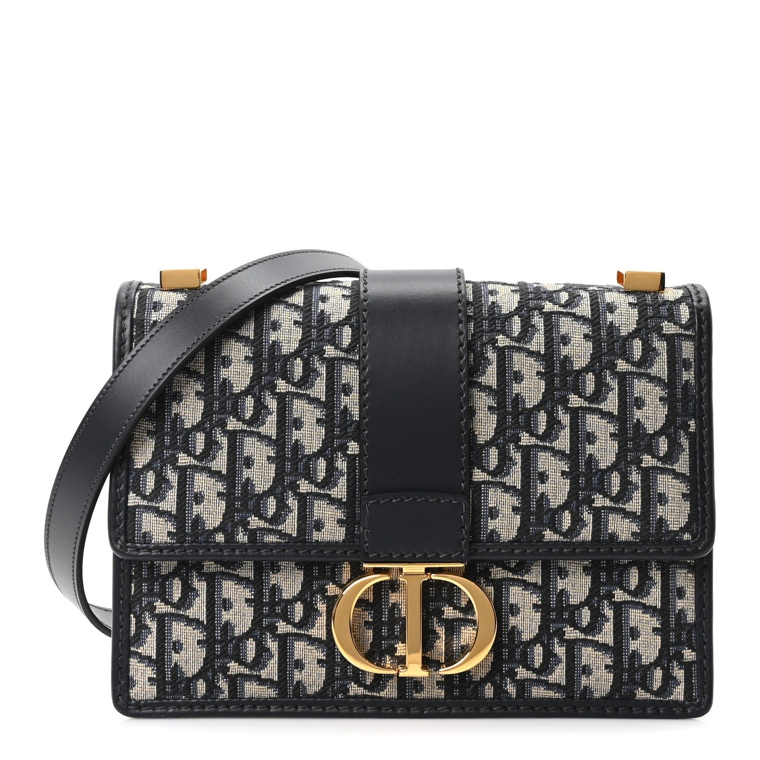 Christian Dior Oblique Small 30 Montaigne Flap Bag Blue