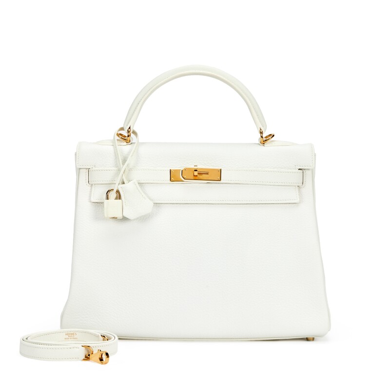 Hermes Blanc White Clemence Kelly 32 Retourne Gold Hardware, 2007