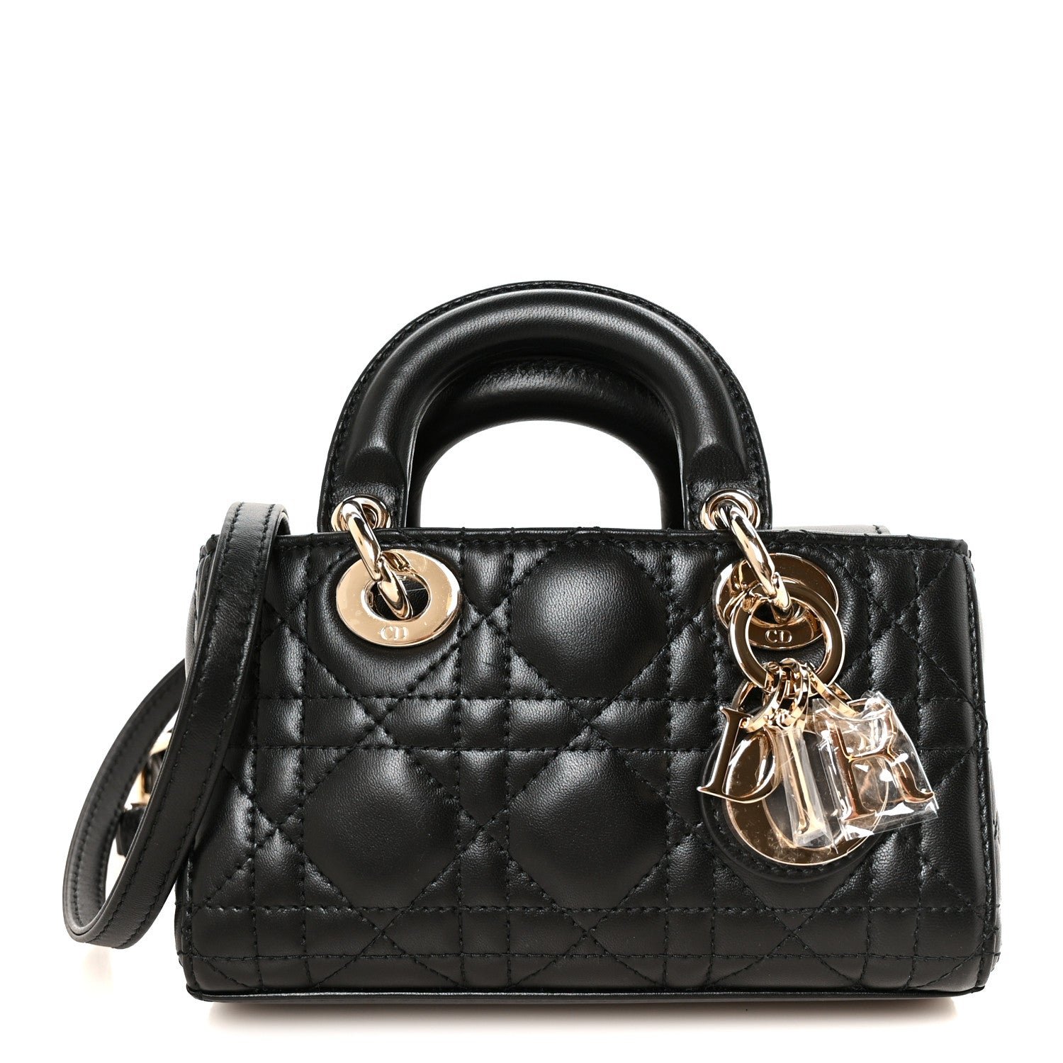 Christian Dior Patent Lambskin Cannage Micro Lady D-Joy Black