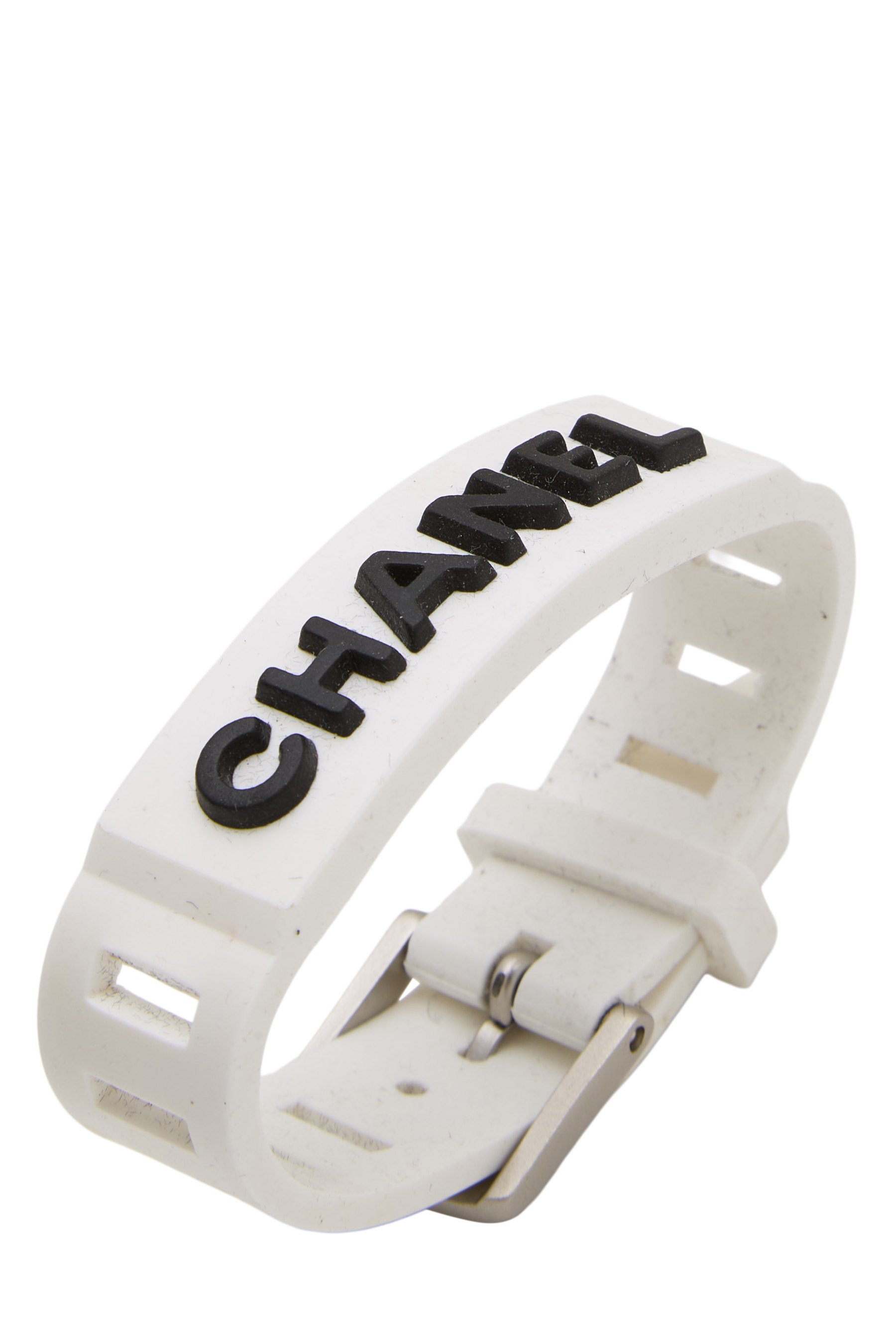 White Rubber Logo Bracelet