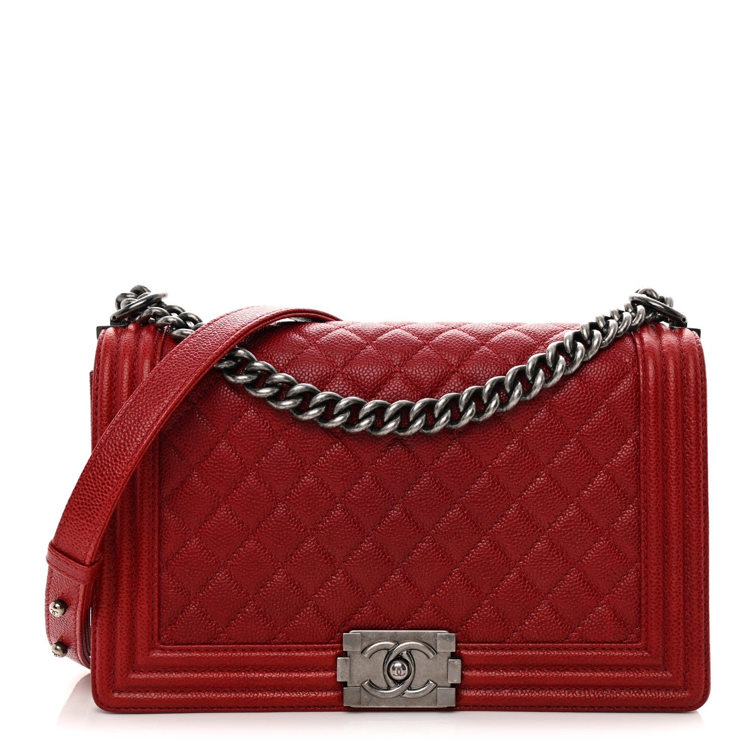 Chanel Caviar Quilted New Medium Boy Flap Dark Red