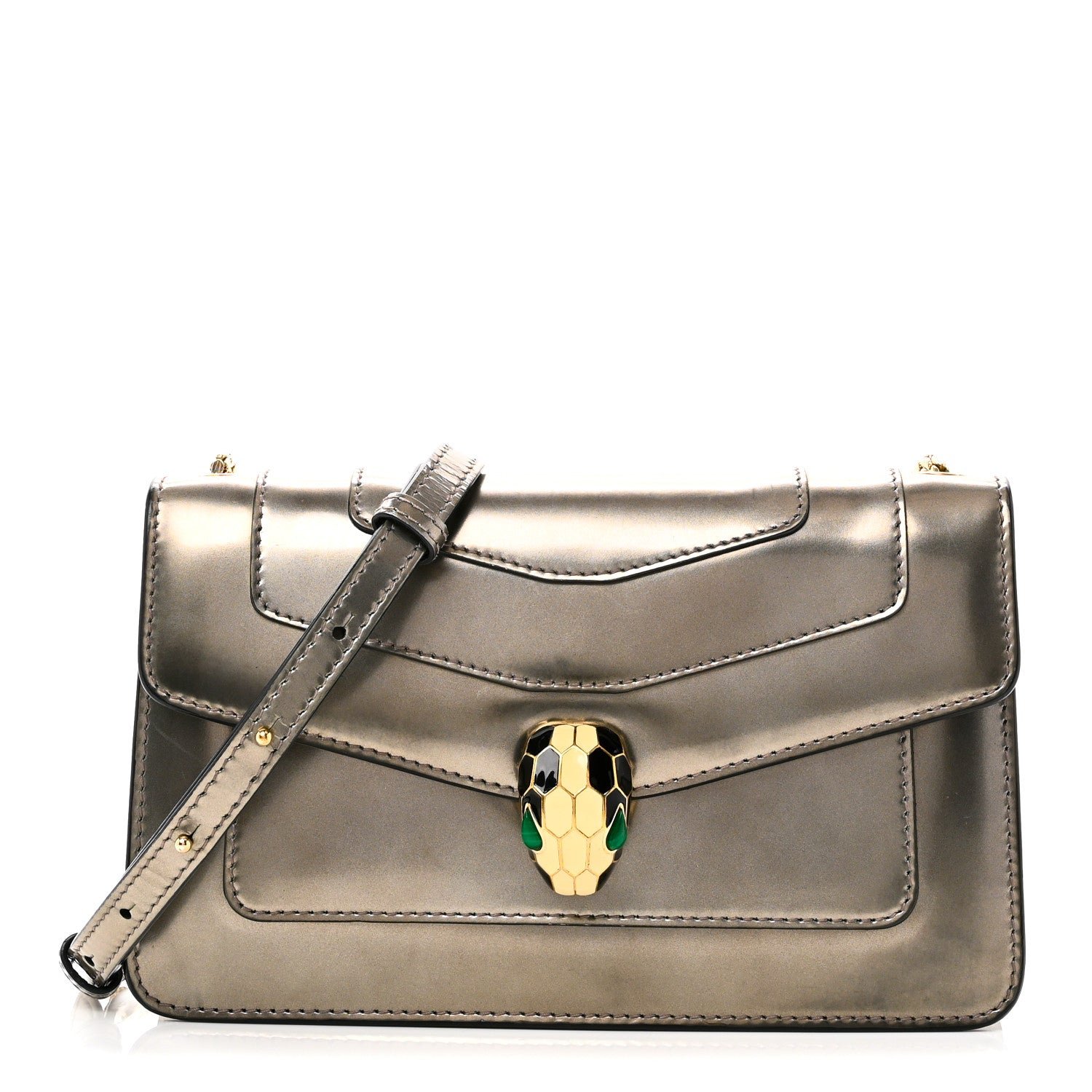 Bulgari Metallic Serpenti Forever Small Shoulder Bag Silver