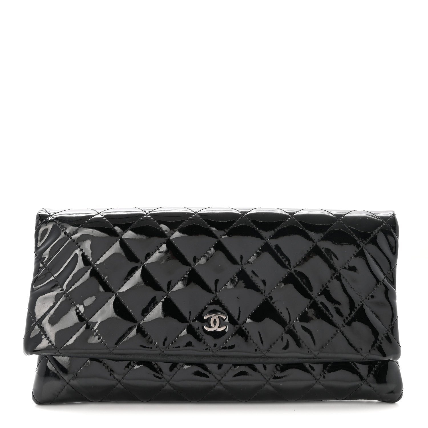 Chanel Patent Calfskin Quilted Beauty CC Clutch Black