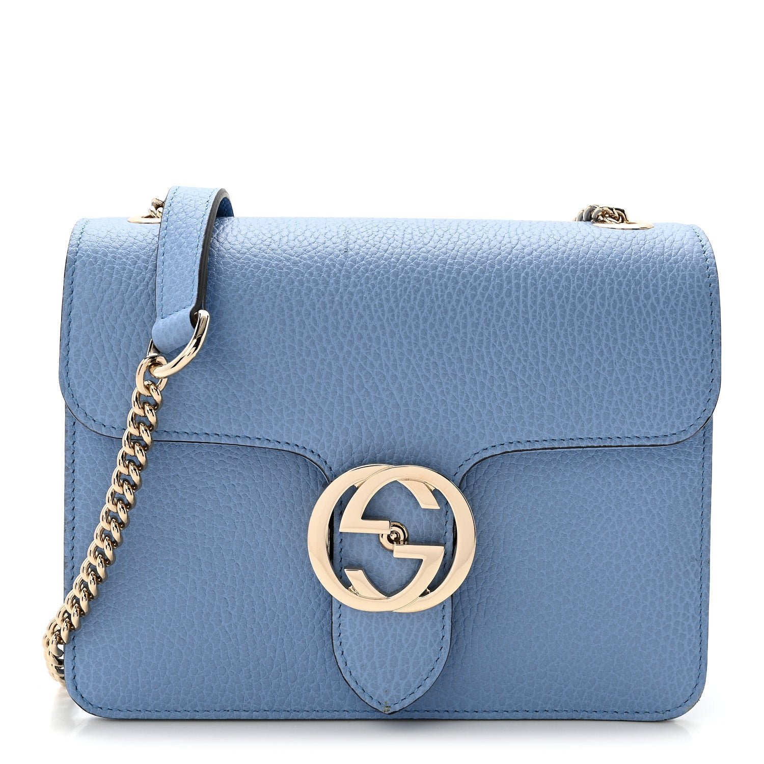 Dollar Calfskin Small Interlocking G Shoulder Bag Mineral Blue